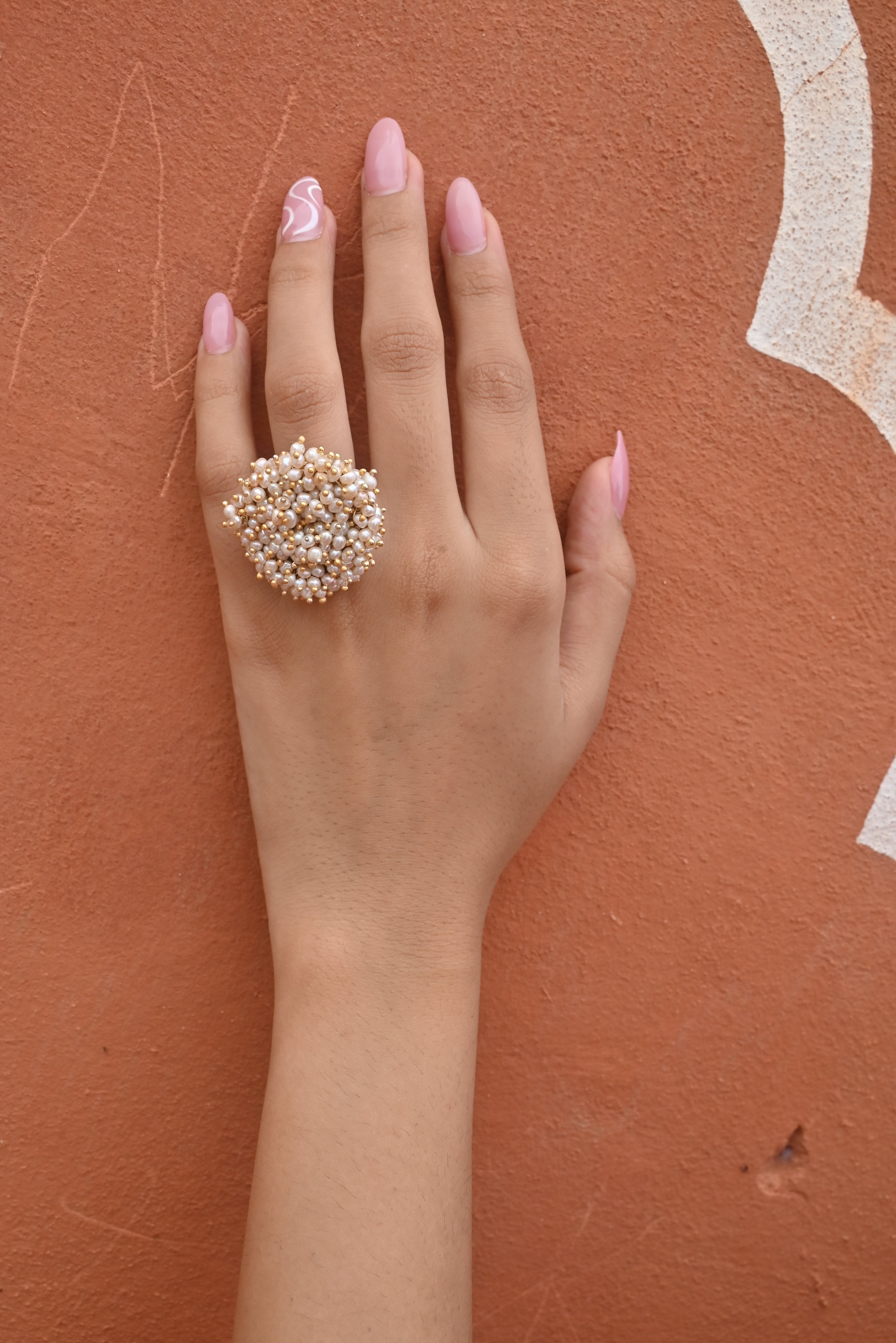 Silver Fusion Pearl Polki Ring